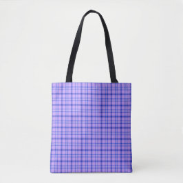Paarse Blauwe Plaid Klassiek Patroon Helder Tote T Bag