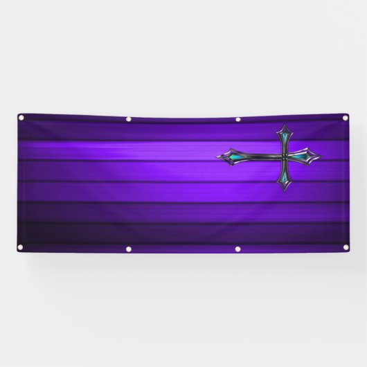 paarse blauwe plank kerk spandoek (Horizontaal)