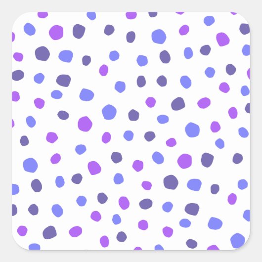 Paarse Blauwe Polka Dot Dotted Pattern Art Vierkante Sticker (Voorkant)