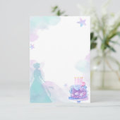 Paarse Blauwe Prinses Meisje Verjaardagsfeestje Bedankkaart (Staand voorkant)
