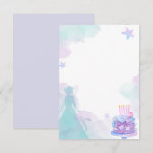 Paarse Blauwe Prinses Meisje Verjaardagsfeestje Bedankkaart (Voorkant / Achterkant)