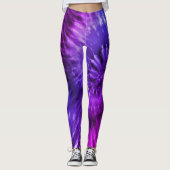 Paarse & Blauwe Psychedelische Starburst Tie Dye Leggings (Voorkant)