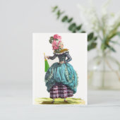 Paarse & Blauwe Regency-Franse Mode Tekening Briefkaart (Staand voorkant)