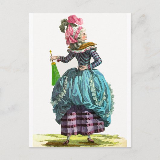 Paarse & Blauwe Regency-Franse Mode Tekening Briefkaart (Voorkant)