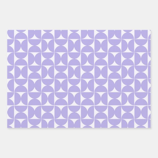 Paarse blauwe retro 60s 70s Geometrische hartslag Inpakpapier Vel (Voorkant)