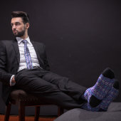 Paarse & Blauwe Retro Argyle Bowling Pin Stropdas