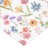 Paarse Blauwe Rode Aquarel Wilde Bloem Tafelkleed (Gekanteld)