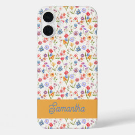Paarse Blauwe Rode Waterverf Monogram Naam iPhone 16 Plus Hoesje
