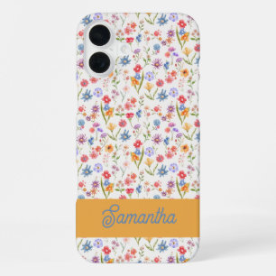 Paarse Blauwe Rode Waterverf Monogram Naam iPhone 16 Plus Hoesje
