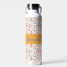 Paarse Blauwe Rode Waterverf Monogram Naam Waterfles