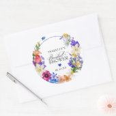 Paarse Blauwe Rode Wilde Bloem Bruidsfeest Favor Ronde Sticker (Envelop)