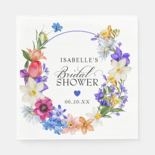 Paarse Blauwe Rode Wilde Bloemen Bruidsfeest Servet