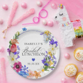 Paarse Blauwe Rode Wilde Bloemen Bruiloft Luncheon Papieren Bordje (Feest)