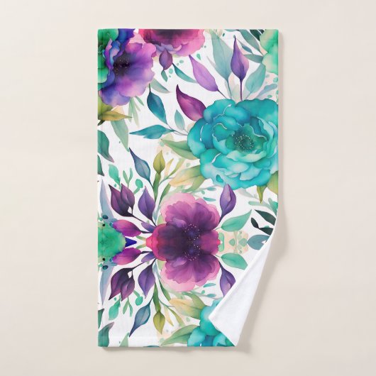 Paarse Blauwe Roos bloemen  Bad Handdoek (Handdoek)