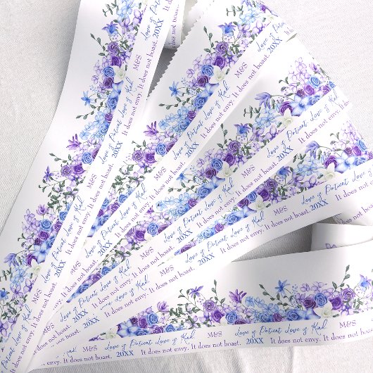 Paarse, Blauwe Roos Centerpiece Wrap-around Labels Poster