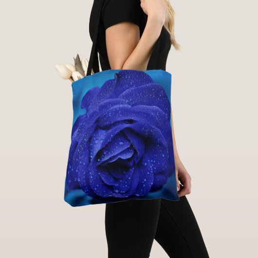 Paarse Blauwe Roos Tote Bag (Dichtbij)