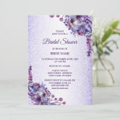 Paarse Blauwe Roze Bloem Glitter Bruidsdouche Kaart (Staand voorkant)