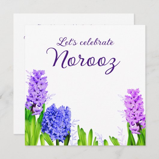Paarse blauwe roze bloemen Hyacinth Happy Norooz Kaart (Voorkant / Achterkant)