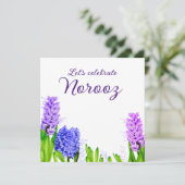 Paarse blauwe roze bloemen Hyacinth Happy Norooz Kaart (Staand voorkant)