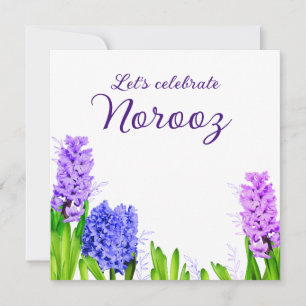 Paarse blauwe roze bloemen Hyacinth Happy Norooz Kaart