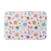 Paarse Blauwe Roze Boho Wildbloem Badmat (Voorkant)