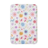 Paarse Blauwe Roze Boho Wildbloem Badmat (Voorkant Verticaal)