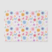 Paarse Blauwe Roze Boho Wildbloem Tissuepapier (Voorkant)