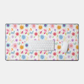 Paarse Blauwe Roze Boho Wilde Bloem Bureaumat (Keyboard & Muis)