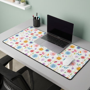 Paarse Blauwe Roze Boho Wilde Bloem Bureaumat