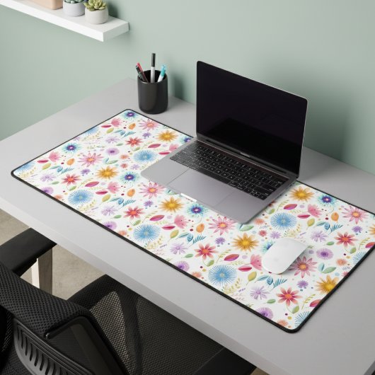 Paarse Blauwe Roze Boho Wilde Bloem Bureaumat