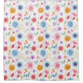 Paarse Blauwe Roze Boho Wilde Bloem Douchegordijn (Voorkant)