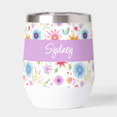 Paarse Blauwe Roze Boho Wilde Bloem Gepersonalisee (Achterkant)