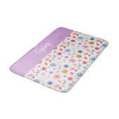 Paarse Blauwe Roze Boho Wilde Bloem Gepersonalisee Badmat (Gekanteld)