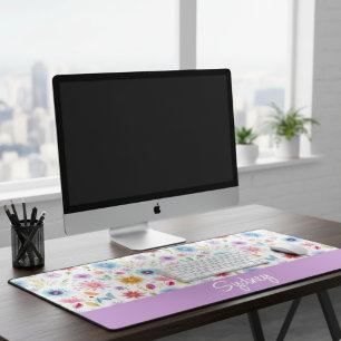 Paarse Blauwe Roze Boho Wilde Bloem Gepersonalisee Bureaumat