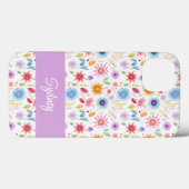 Paarse Blauwe Roze Boho Wilde Bloem Gepersonalisee Case-Mate iPhone Case (Achterkant (horizontaal))