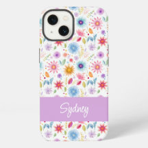 Paarse Blauwe Roze Boho Wilde Bloem Gepersonalisee