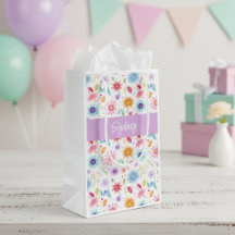 Paarse Blauwe Roze Boho Wilde Bloem Gepersonalisee