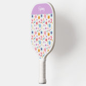 Paarse Blauwe Roze Boho Wilde Bloem Gepersonalisee Pickleball Paddle (Links)