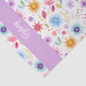 Paarse Blauwe Roze Boho Wilde Bloem Gepersonalisee Tissuepapier (Detail)