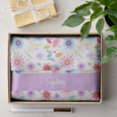 Paarse Blauwe Roze Boho Wilde Bloem Gepersonalisee Tissuepapier (Geschenk)