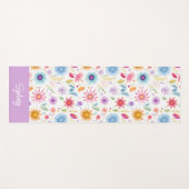 Paarse Blauwe Roze Boho Wilde Bloem Gepersonalisee Yogamat (Voorkant (horizontaal))