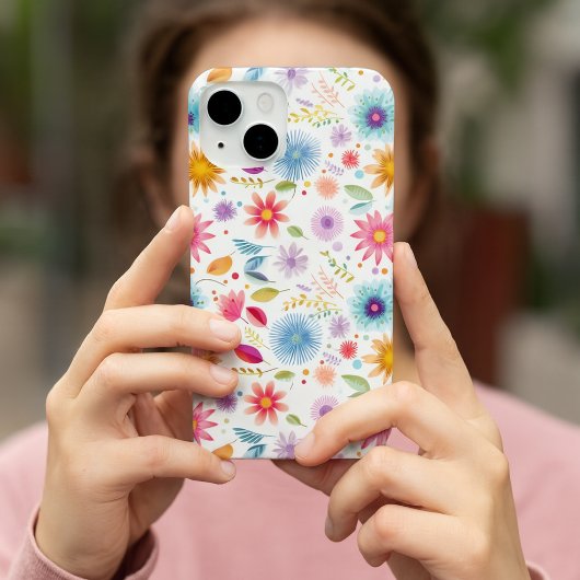 Paarse Blauwe Roze Boho Wildflower Case-Mate iPhone Case