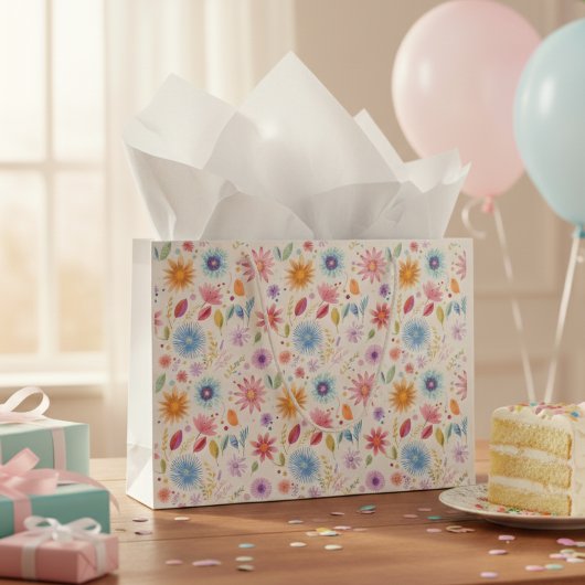 Paarse Blauwe Roze Boho Wildflower Groot Cadeauzakje