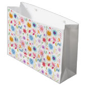 Paarse Blauwe Roze Boho Wildflower Groot Cadeauzakje (Voorkant Gekanteld)