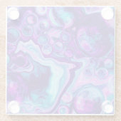 Paarse, blauwe, roze Bokeh Marmer Fluid Art Glazen Onderzetter (Achterkant)
