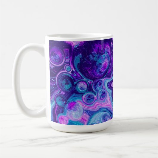 Paarse, blauwe, roze Bokeh Marmer Fluid Art Koffiemok (Links)