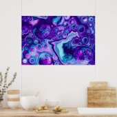 Paarse, blauwe, roze Bokeh Marmer Fluid Art Poster (Keuken)