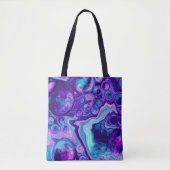 Paarse, blauwe, roze Bokeh Marmer Fluid Art Tote Bag (Voorkant)