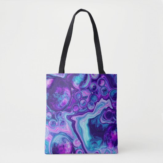 Paarse, blauwe, roze Bokeh Marmer Fluid Art Tote Bag (Voorkant)