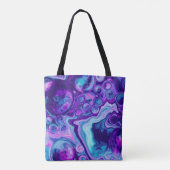 Paarse, blauwe, roze Bokeh Marmer Fluid Art Tote Bag (Achterkant)